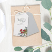 prettige feestdagen Winter Red Holly Berries Elega Cadeaulabel