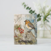 Prettige feestdagen Winter Robin Briefkaart (Staand voorkant)