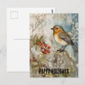Prettige feestdagen Winter Robin Briefkaart (Voorkant / Achterkant)