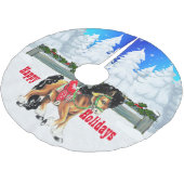 Prettige feestdagen Winter Scene Paard en Fence Kerstboom Rok (Gekanteld)