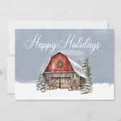 Prettige feestdagen Winter Sneeuw Boerderij Schuur Feestdagenkaart (Voorkant)