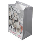 prettige feestdagen Winter Sneeuwpaarden Sleigh Medium Cadeauzakje (Voorkant Gekanteld)