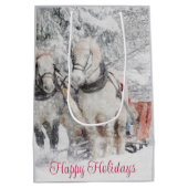 prettige feestdagen Winter Sneeuwpaarden Sleigh Medium Cadeauzakje (Achterkant)