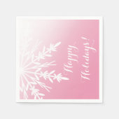 Prettige feestdagen Winter Sneeuwvlok op Roze Servetten (Voorkant)