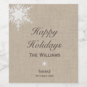 Prettige feestdagen Winter Sneeuwvlok Wijn Label B Wijn Etiket (Enkel label)