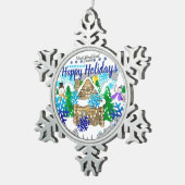 prettige feestdagen | WINTER WONDERLAND | Tin Sneeuwvlok Ornament (Rechts)