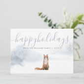 prettige feestdagen Winter Woodland Scene Fox Feestdagenkaart (Staand voorkant)