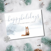 prettige feestdagen Winter Woodland Scene Fox Feestdagenkaart