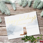 prettige feestdagen Winter Woodland Scene Fox Gold