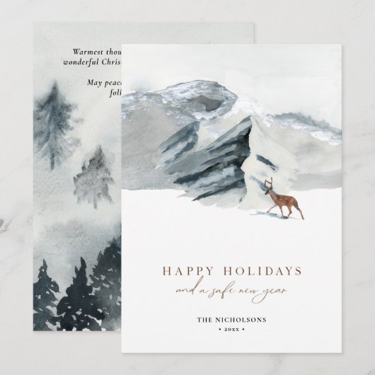 prettige feestdagen | Winterberglandrendierrenner Feestdagenkaart (Voorkant / Achterkant)