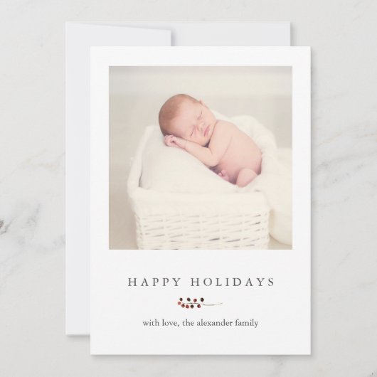 Prettige feestdagen Winterbessen en Stripes Feestdagenkaart (Voorkant)