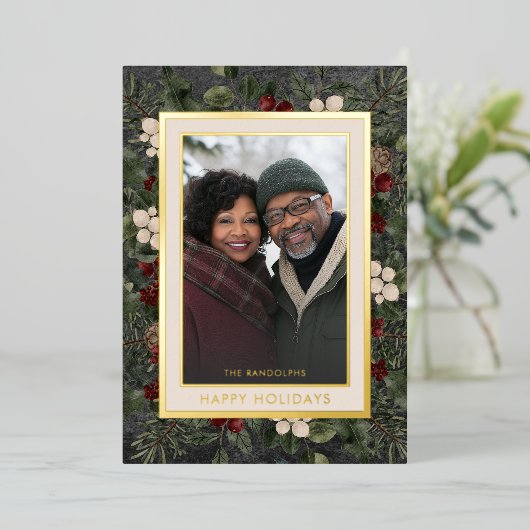 Prettige feestdagen Winterbessen zwart (Staand Voorkant)