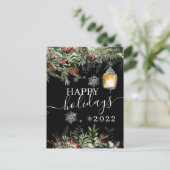  Prettige feestdagen Winterboszwarte kaart (Staand voorkant)