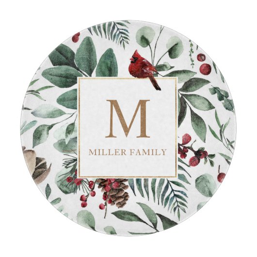 Prettige feestdagen Wintergroen Snijplank (Voorkant)