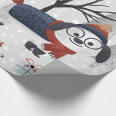 Prettige feestdagen Winterhond en bomen Cadeaupapier (Hoek)