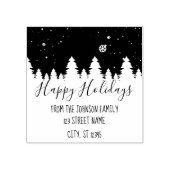 Prettige feestdagen Winterkerstbomen Rubberstempel (Afrduk)
