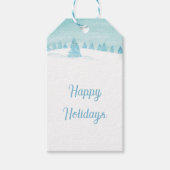 Prettige feestdagen Winterlandschap met sparren Cadeaulabel (Voorkant)