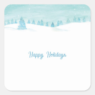 Prettige feestdagen Winterlandschap met sparren Vierkante Sticker