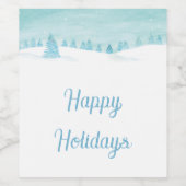 Prettige feestdagen Winterlandschap met sparren Wijn Etiket (Enkel label)