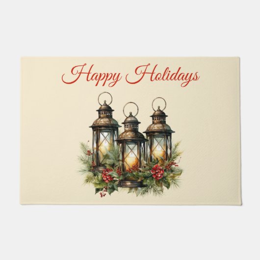 Prettige feestdagen Winterlantaarns Deurmat (Voorkant)