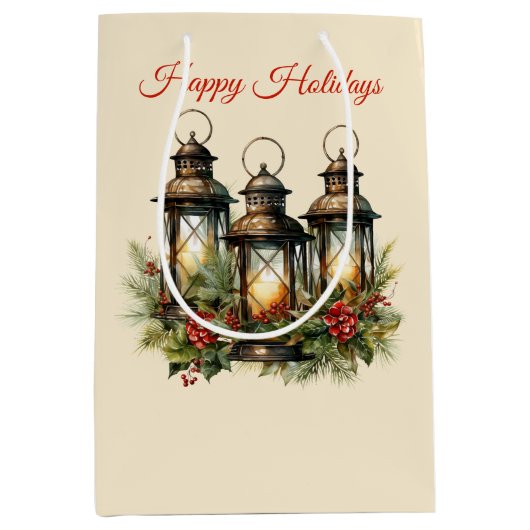 Prettige feestdagen Winterlantaarns Medium Cadeauzakje (Voorkant)