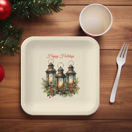 Prettige feestdagen Winterlantaarns Papieren Bordje