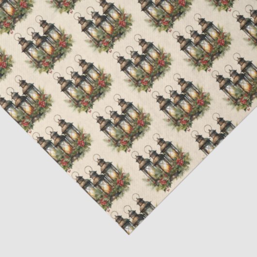 Prettige feestdagen Winterlantaarns Tissuepapier (Detail)