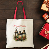 Prettige feestdagen Winterlantaarns Tote Bag