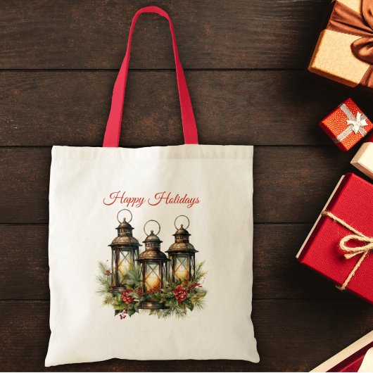 Prettige feestdagen Winterlantaarns Tote Bag