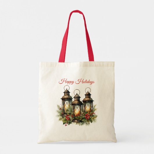 Prettige feestdagen Winterlantaarns Tote Bag (Achterkant)