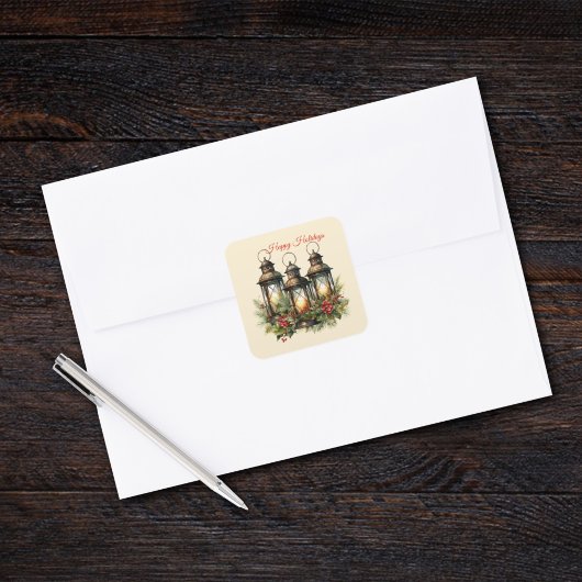 Prettige Feestdagen Winterlantaarns Vierkante Sticker