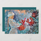 prettige feestdagen | wintermeisje en eekhoorntje (Voorkant / Achterkant)