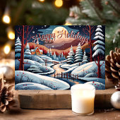 Prettige feestdagen Winternachtscène Kaart