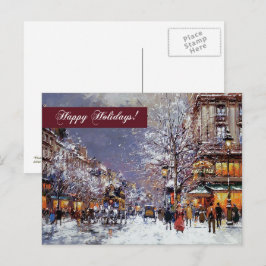 prettige feestdagen. Winterparisian Scene Feestdagenkaart