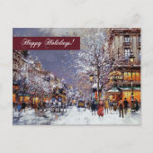prettige feestdagen.  Winterparisian Scene Feestdagenkaart (Voorkant)