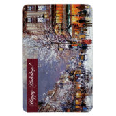 prettige feestdagen.  Winterparisian Scene Magneet (Verticaal)