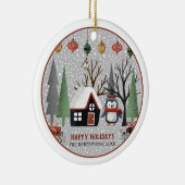 Prettige feestdagen Winterpinguïn Keramisch Ornament (Rechts)