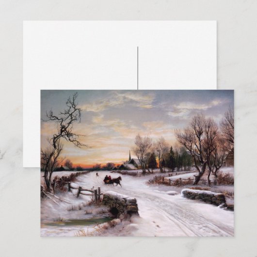 prettige feestdagen.  wintersceen feestdagenkaart (Voorkant / Achterkant)