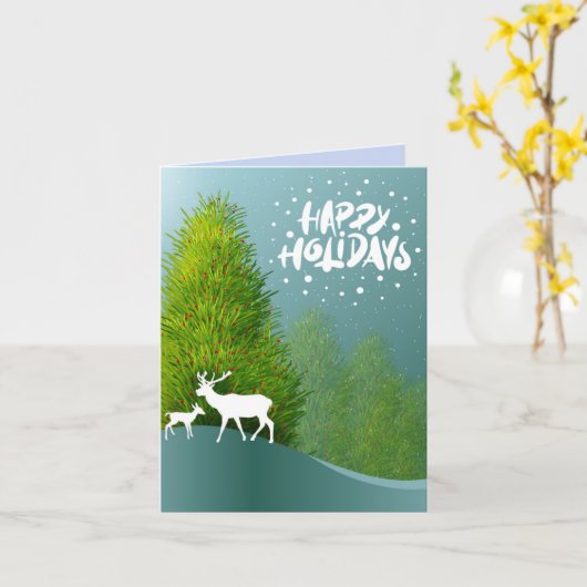 prettige feestdagen Winterscene-groeten Kaart (Gele Bloem)