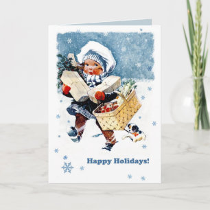 prettige feestdagen.  winterscène Kerstmis Feestdagen Kaart