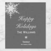 prettige feestdagen Wintersnowflake Wijnlabel - gr Wijn Etiket (Enkel label)