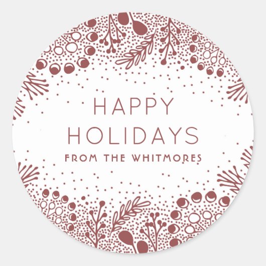 Prettige feestdagen Wintertakken Modern Ronde Sticker (Voorkant)