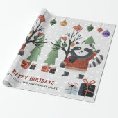 Prettige feestdagen Winterwasbeer en bomen Cadeaupapier (Uitgerold)