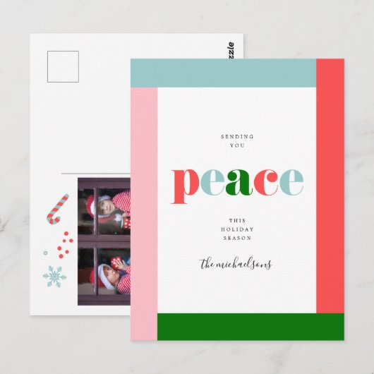 prettige feestdagen | Wishing You Peace Briefkaart (Voorkant / Achterkant)