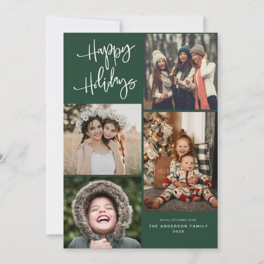 Prettige feestdagen Wit belettering kerstkaart (Voorkant)