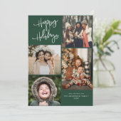 Prettige feestdagen Wit belettering kerstkaart (Staand voorkant)