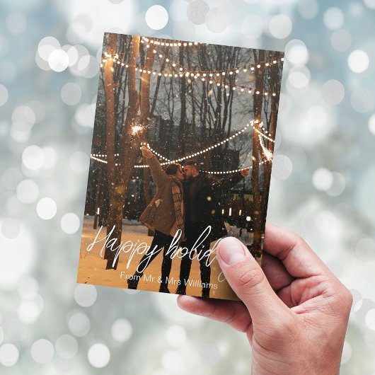 prettige feestdagen wit handschrift de heer&mrs fo briefkaart