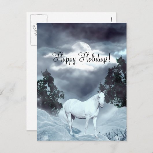 Prettige feestdagen Wit paard (Voorkant / Achterkant)
