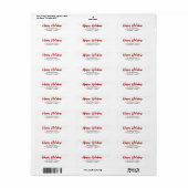Prettige feestdagen Wit rood retouradres Etiket (Full Sheet)