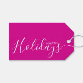 prettige feestdagen Wit-roze minimalistisch Cadeaulabel (Voorkant (Horizontaal))